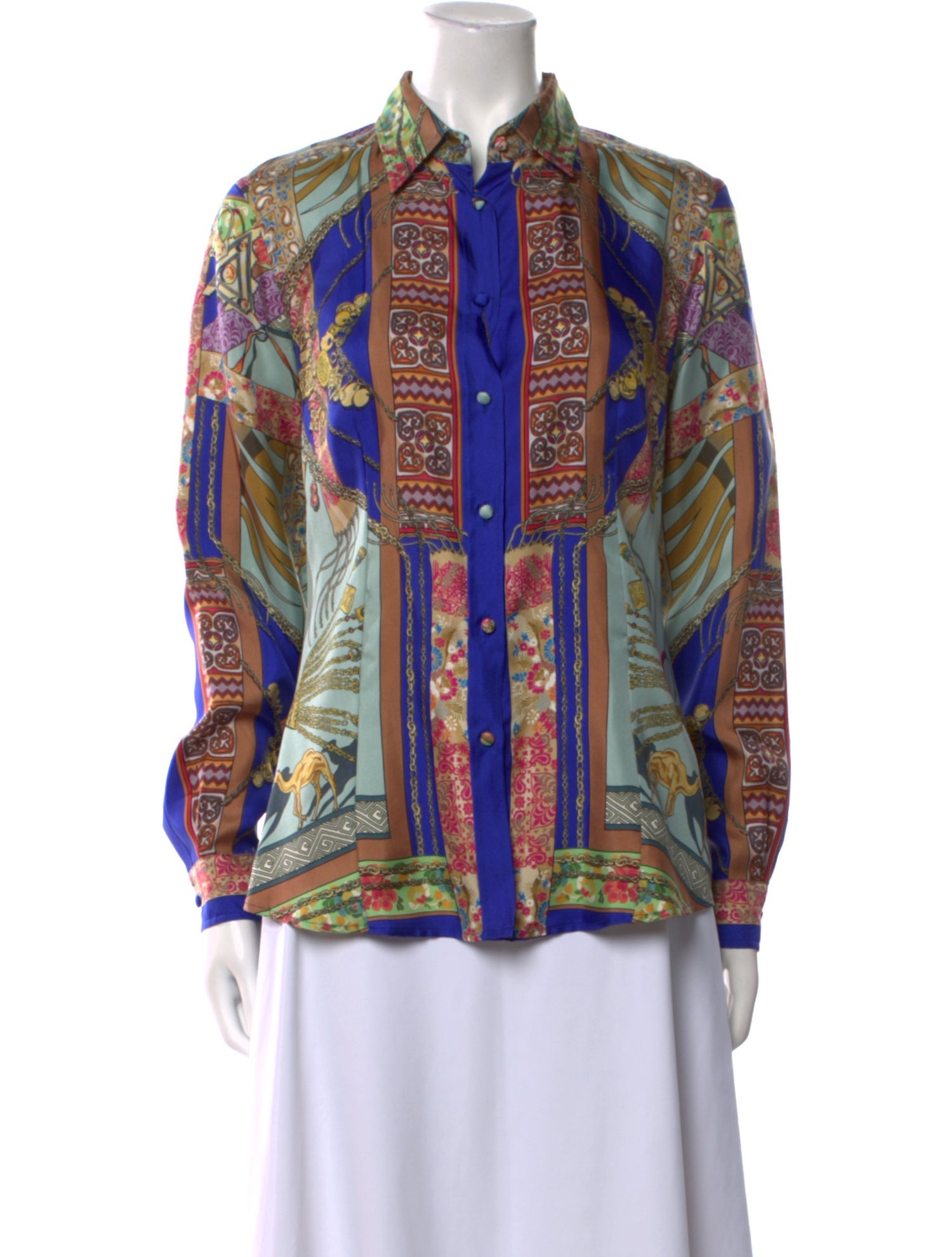 Etro Printed Long Sleeve Button-Up Top w/ Tags