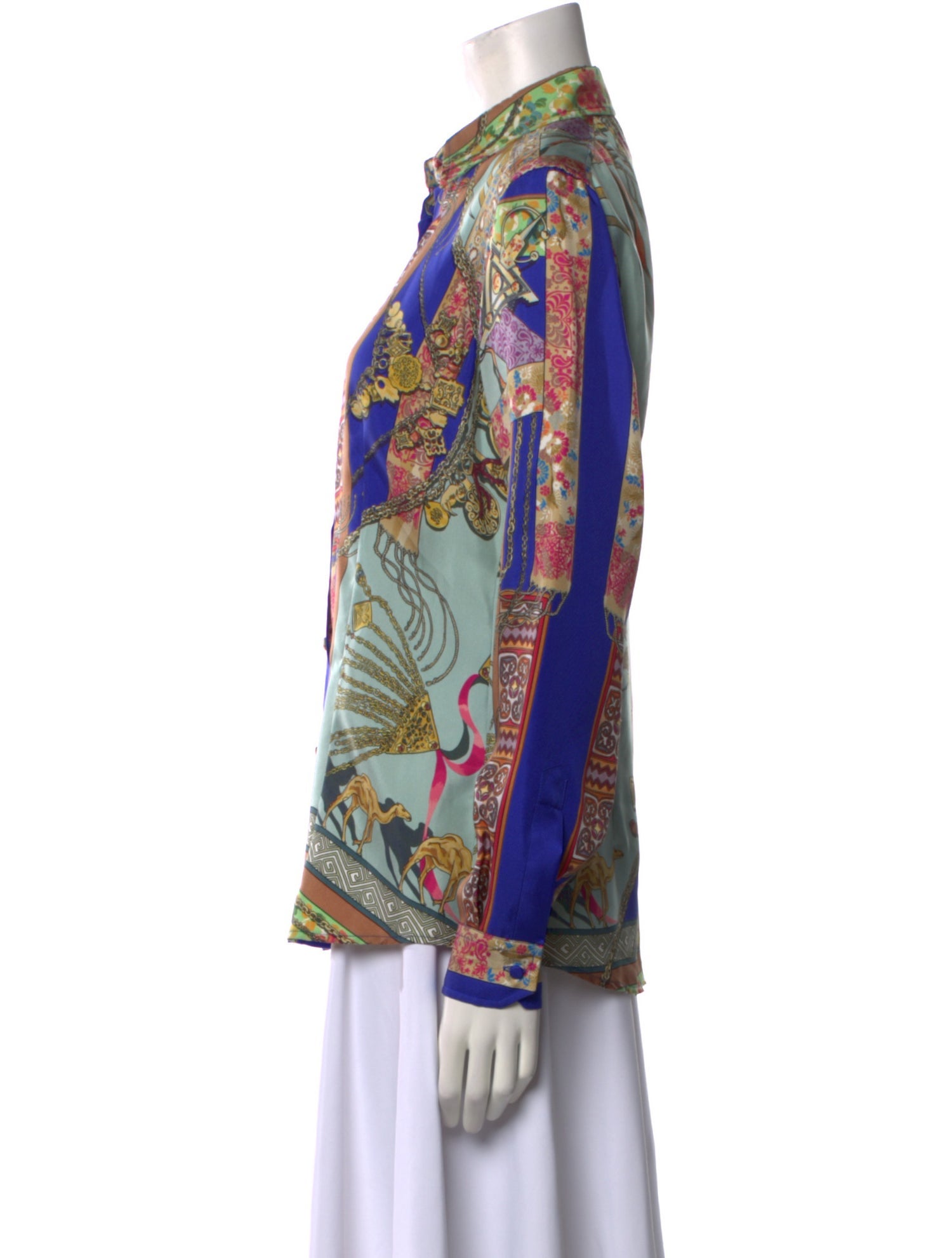 Etro Printed Long Sleeve Button-Up Top w/ Tags
