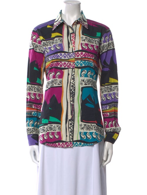 Etro Printed Long Sleeve Button-Up Top