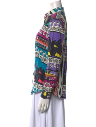 Etro Printed Long Sleeve Button-Up Top