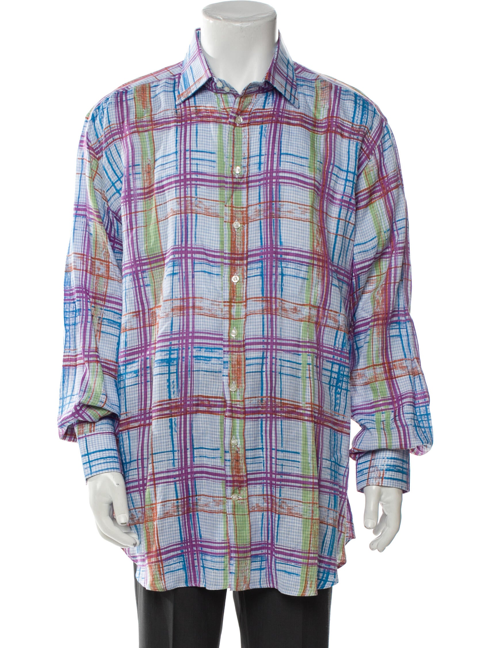 Etro Plaid Print Long Sleeve Shirt