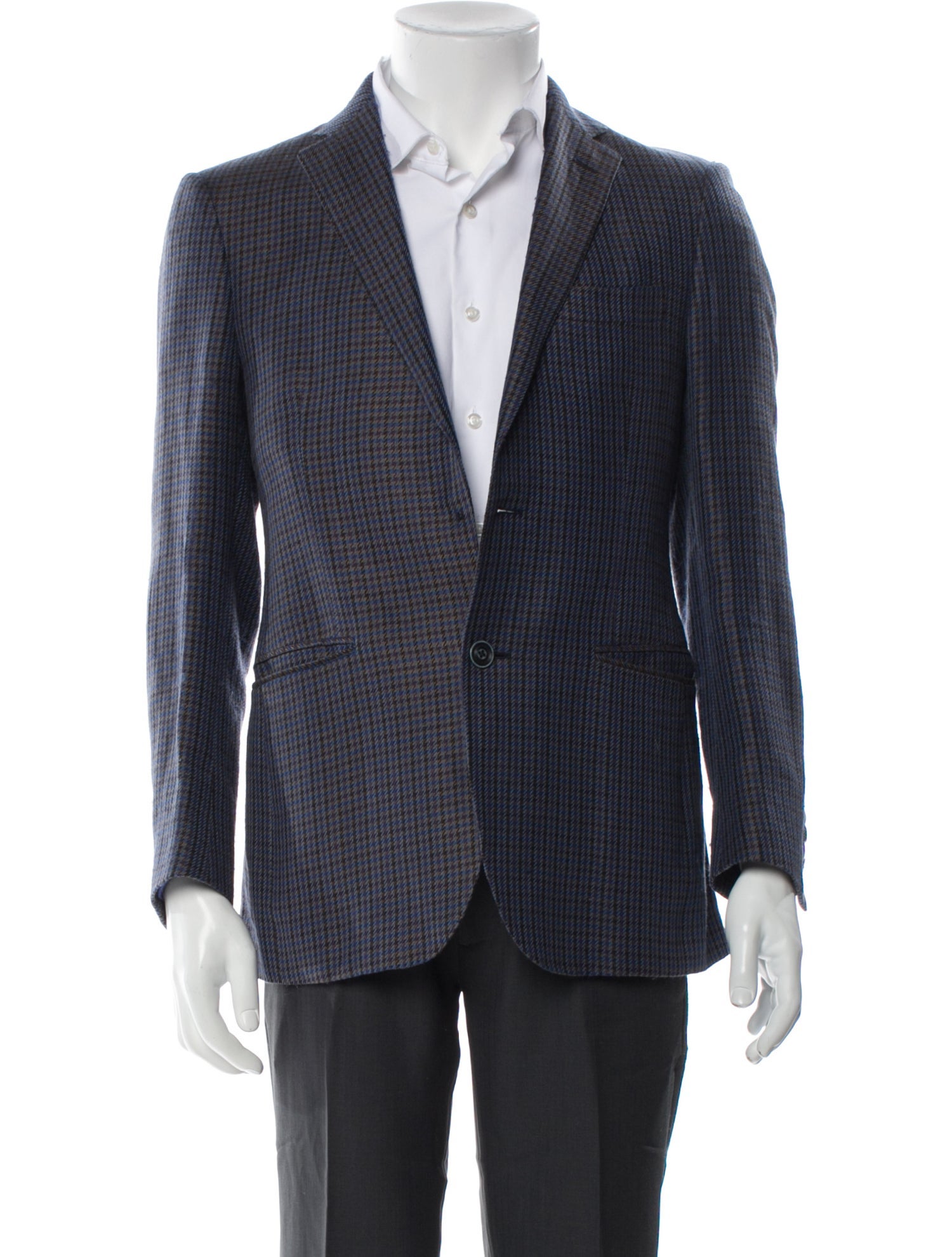 Etro Wool Houndstooth Print Blazer