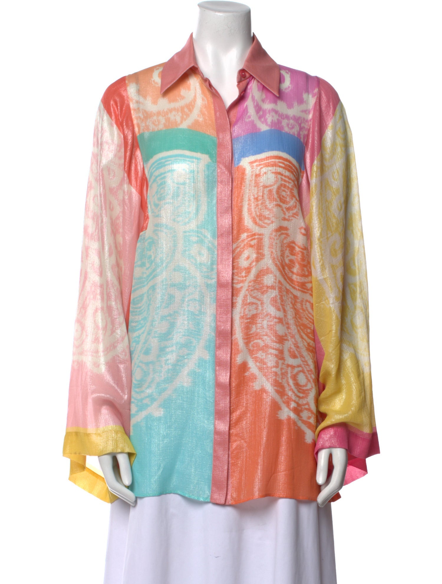 Etro Silk Paisley Print Button-Up Top