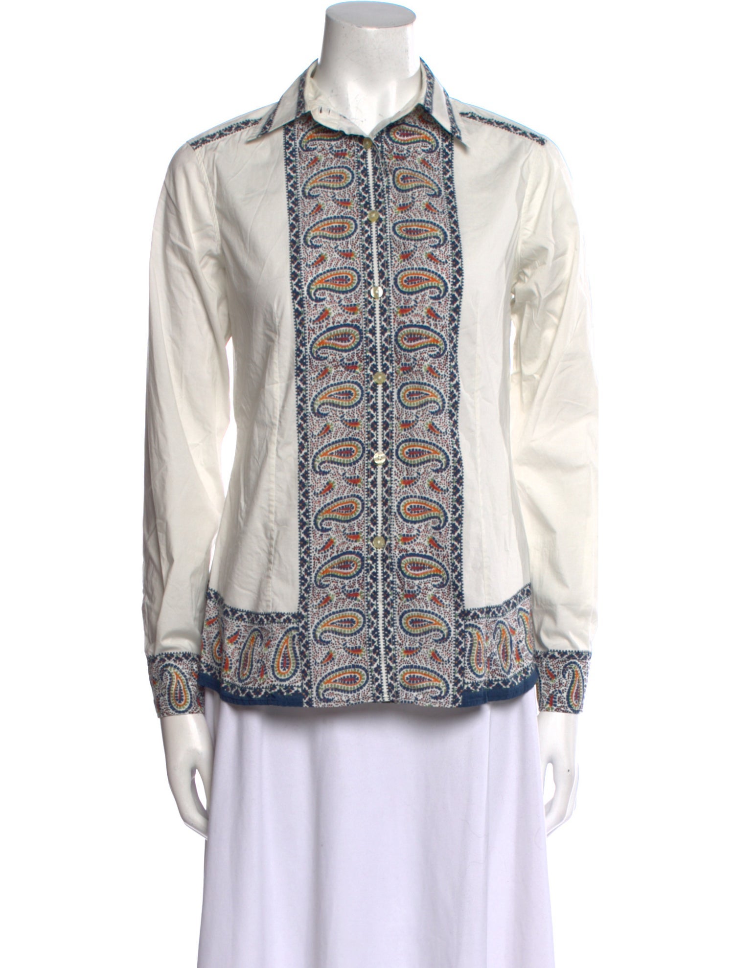 Etro Printed Long Sleeve Button-Up Top