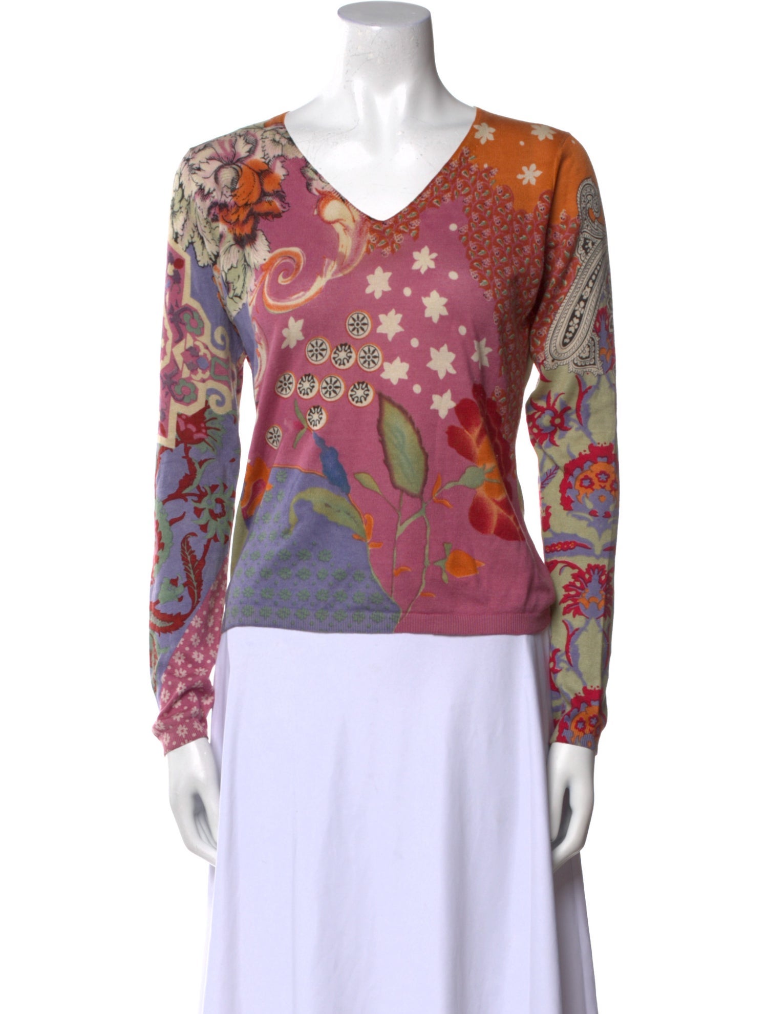 Etro Printed V-Neck Top