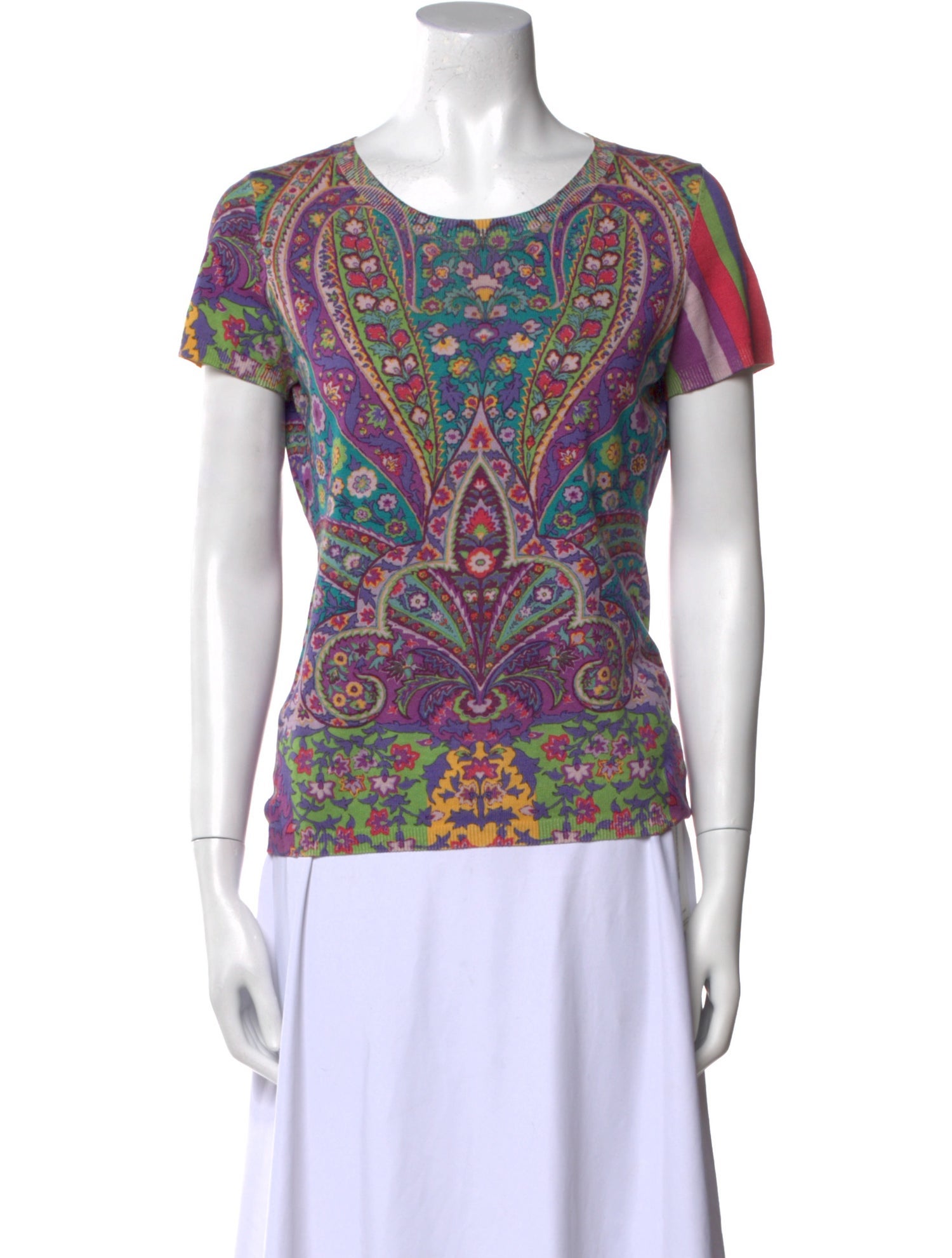 Etro Paisley Print Scoop Neck T-Shirt