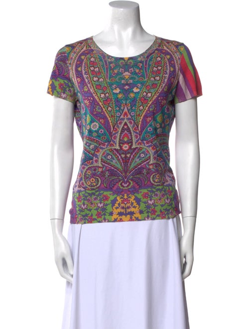 Etro Paisley Print Scoop Neck T-Shirt