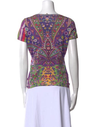 Etro Paisley Print Scoop Neck T-Shirt
