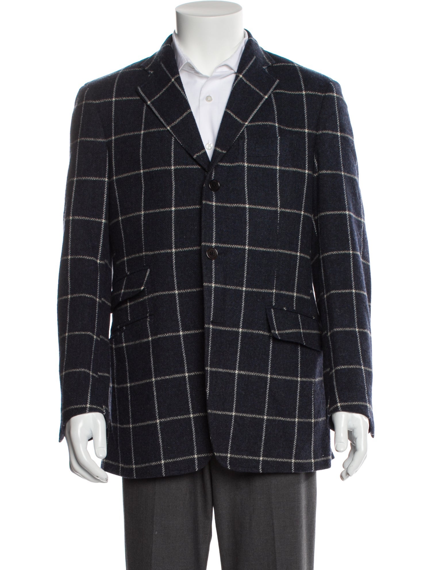 Etro Wool Plaid Print Blazer