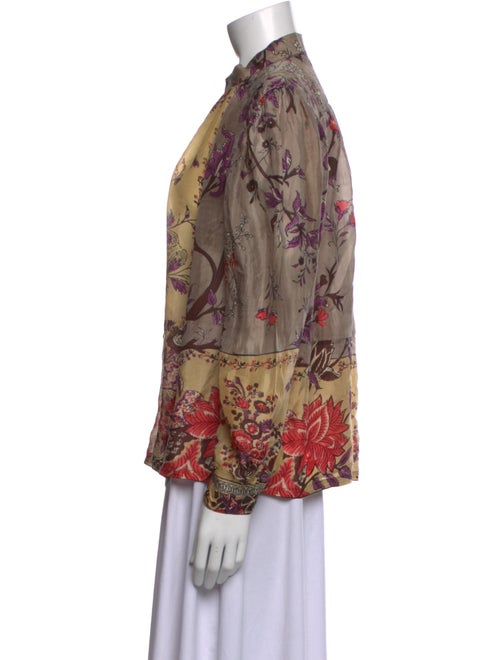 Etro Floral Print Mock Neck Blouse