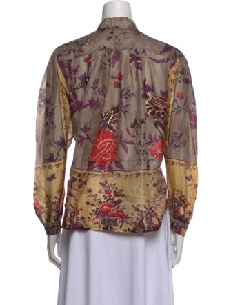 Etro Floral Print Mock Neck Blouse