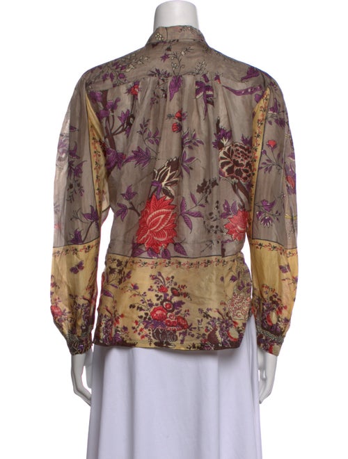 Etro Floral Print Mock Neck Blouse