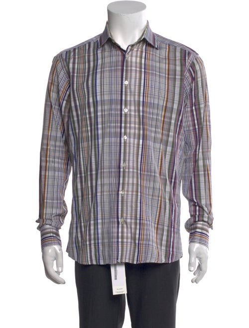 Etro Plaid Print Long Sleeve Dress Shirt