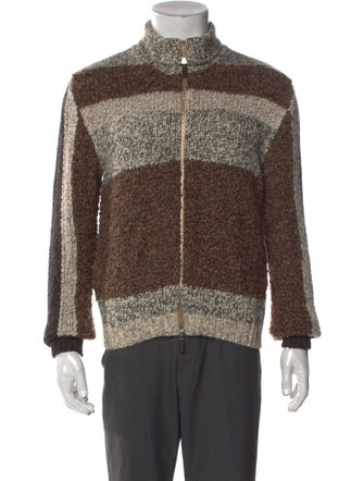Etro Wool Colorblock Pattern Cardigan