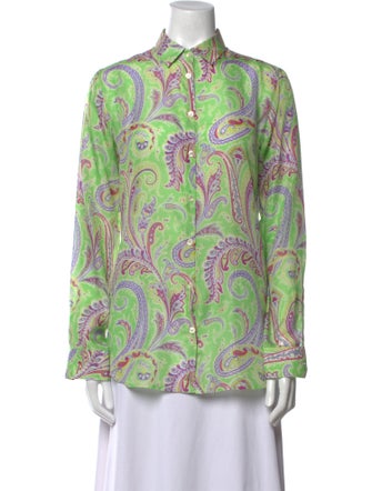 Etro Silk Paisley Print Button-Up Top