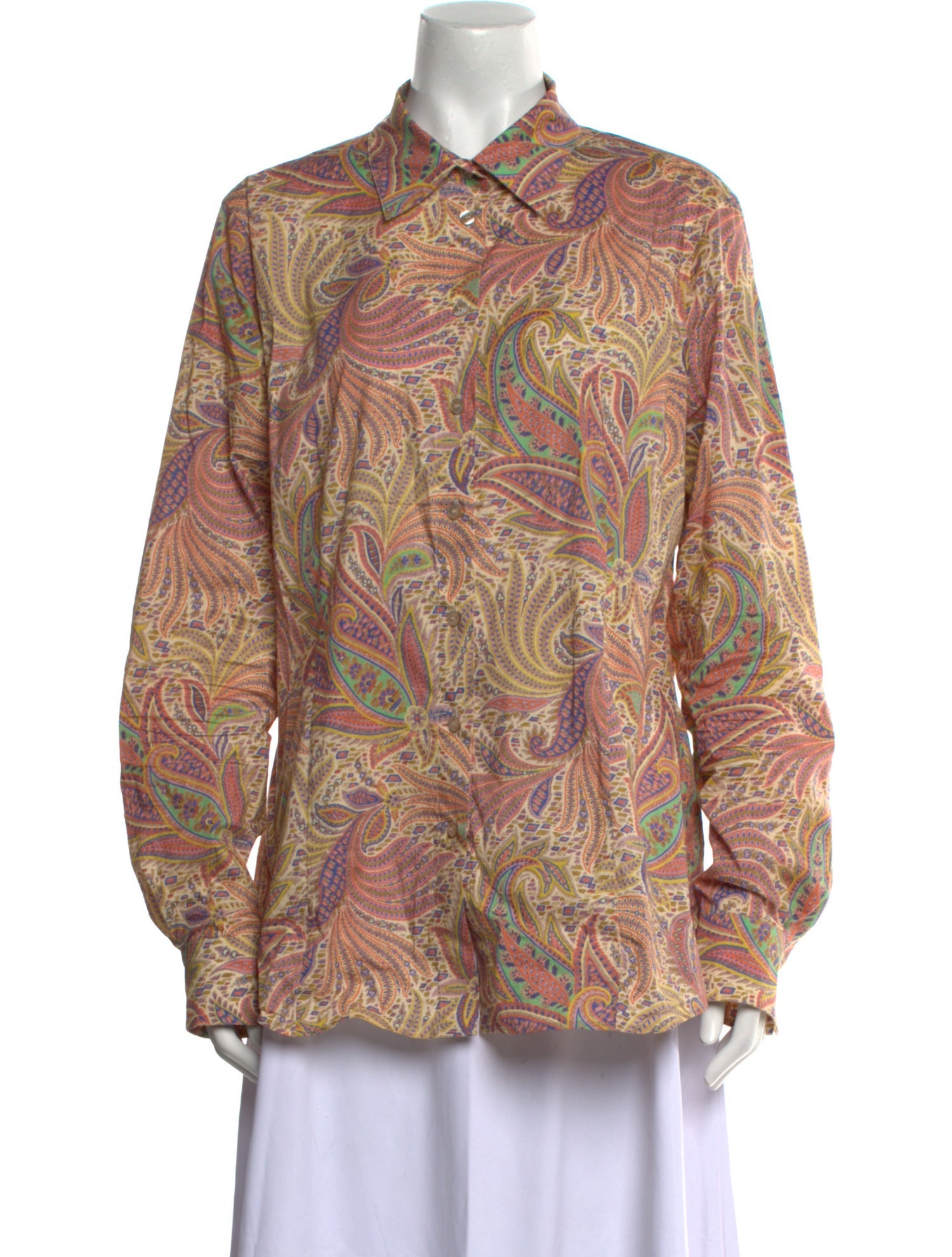 Etro Paisley Print Long Sleeve Button-Up Top