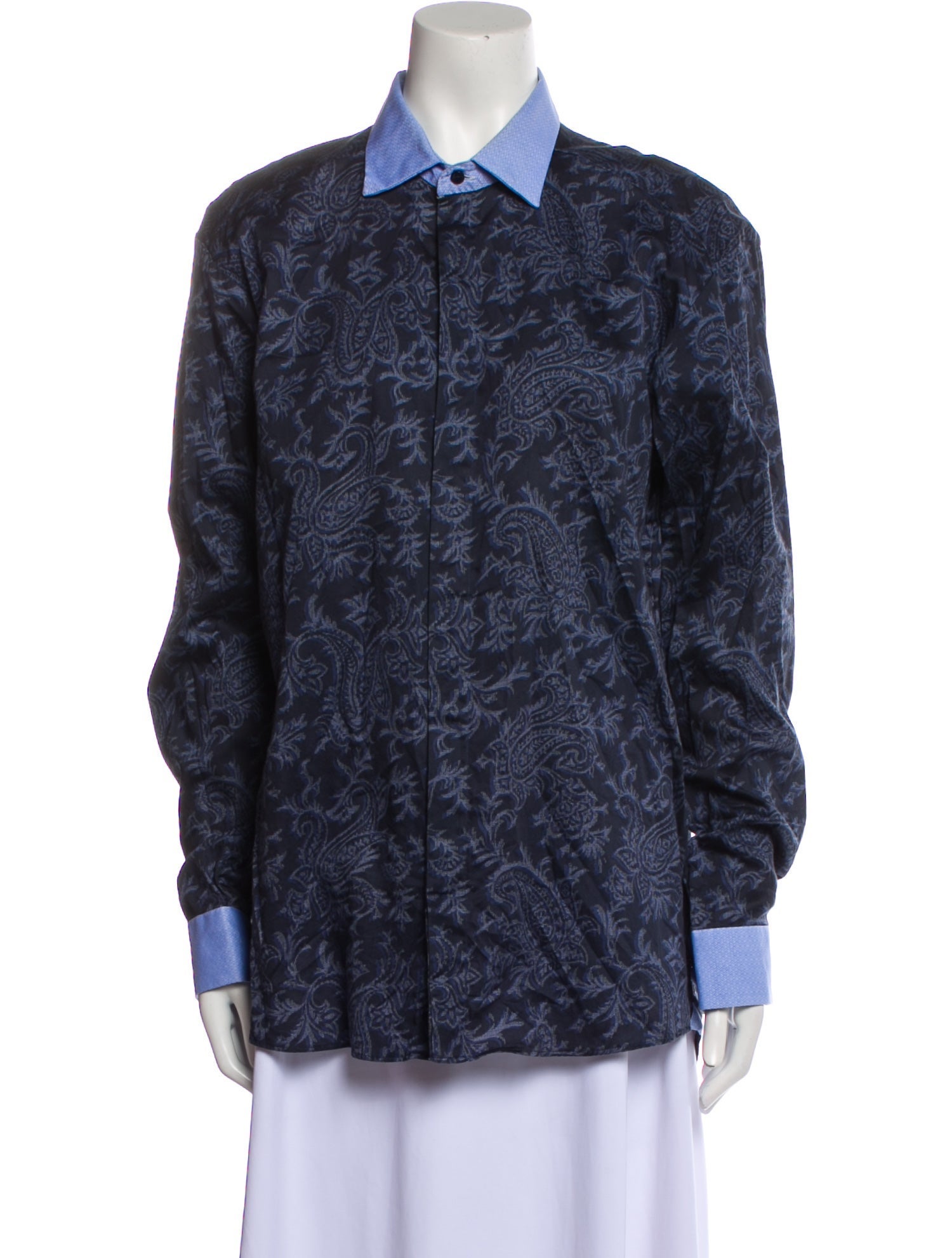Etro Printed Long Sleeve Button-Up Top