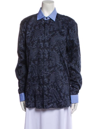 Etro Printed Long Sleeve Button-Up Top
