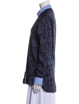 Etro Printed Long Sleeve Button-Up Top