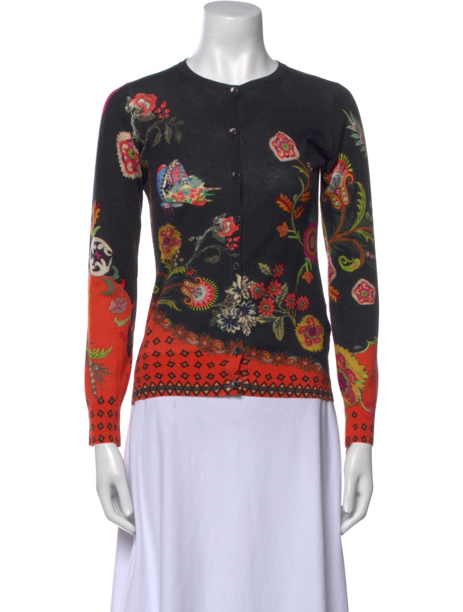 Etro Floral Print Crew Neck Sweater