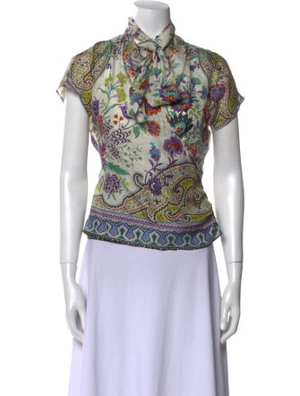 Etro Silk Paisley Print Button-Up Top