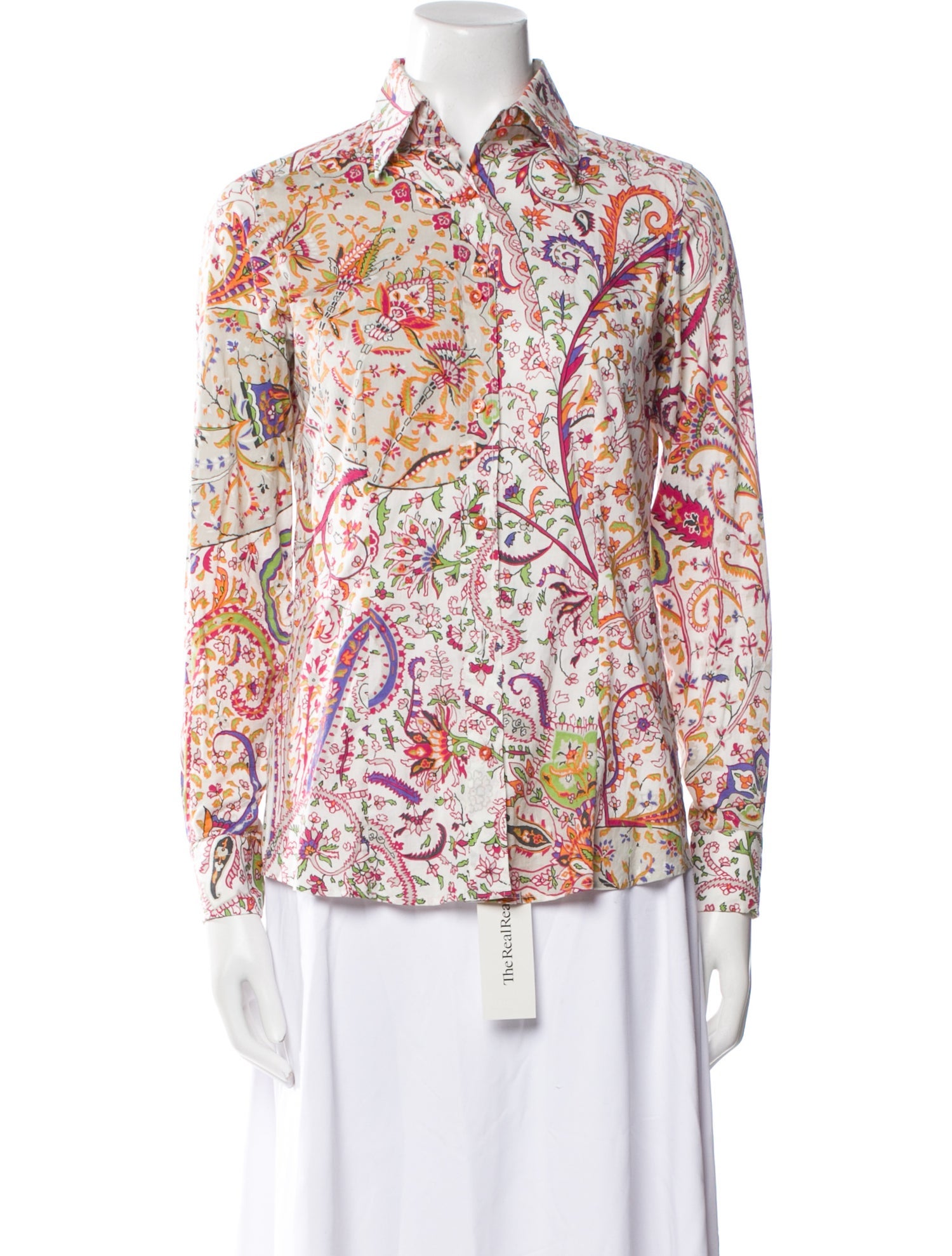 Etro Printed Long Sleeve Button-Up Top