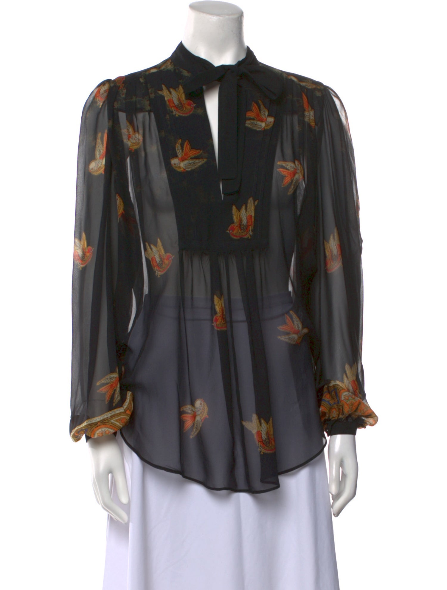 Etro Floral Print Mock Neck Blouse