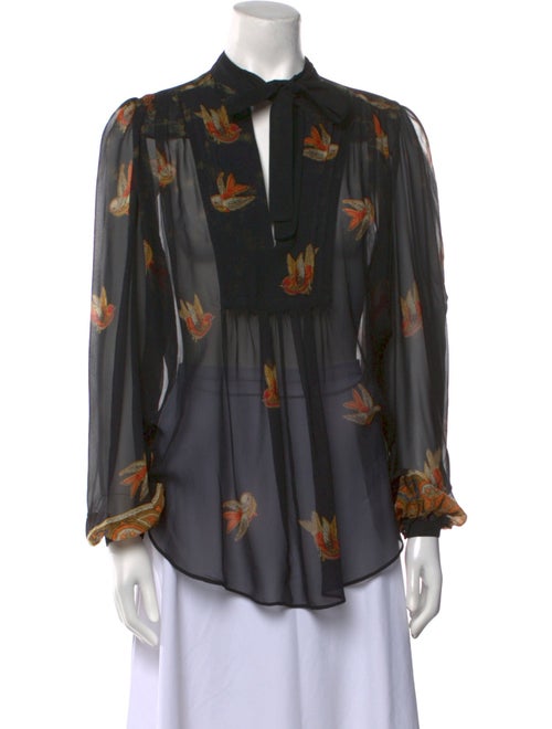 Etro Floral Print Mock Neck Blouse