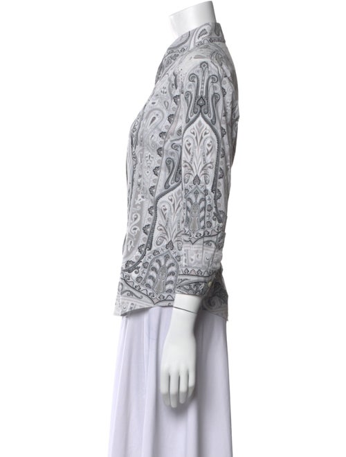 Etro Paisley Print Mock Neck Button-Up Top