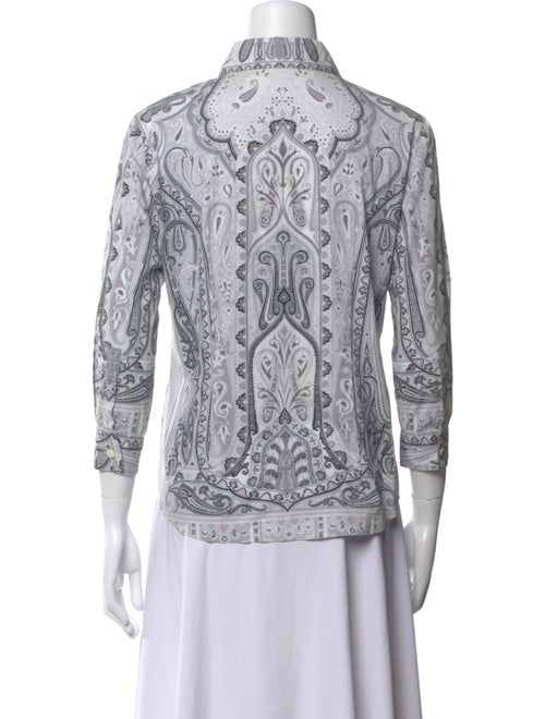 Etro Paisley Print Mock Neck Button-Up Top