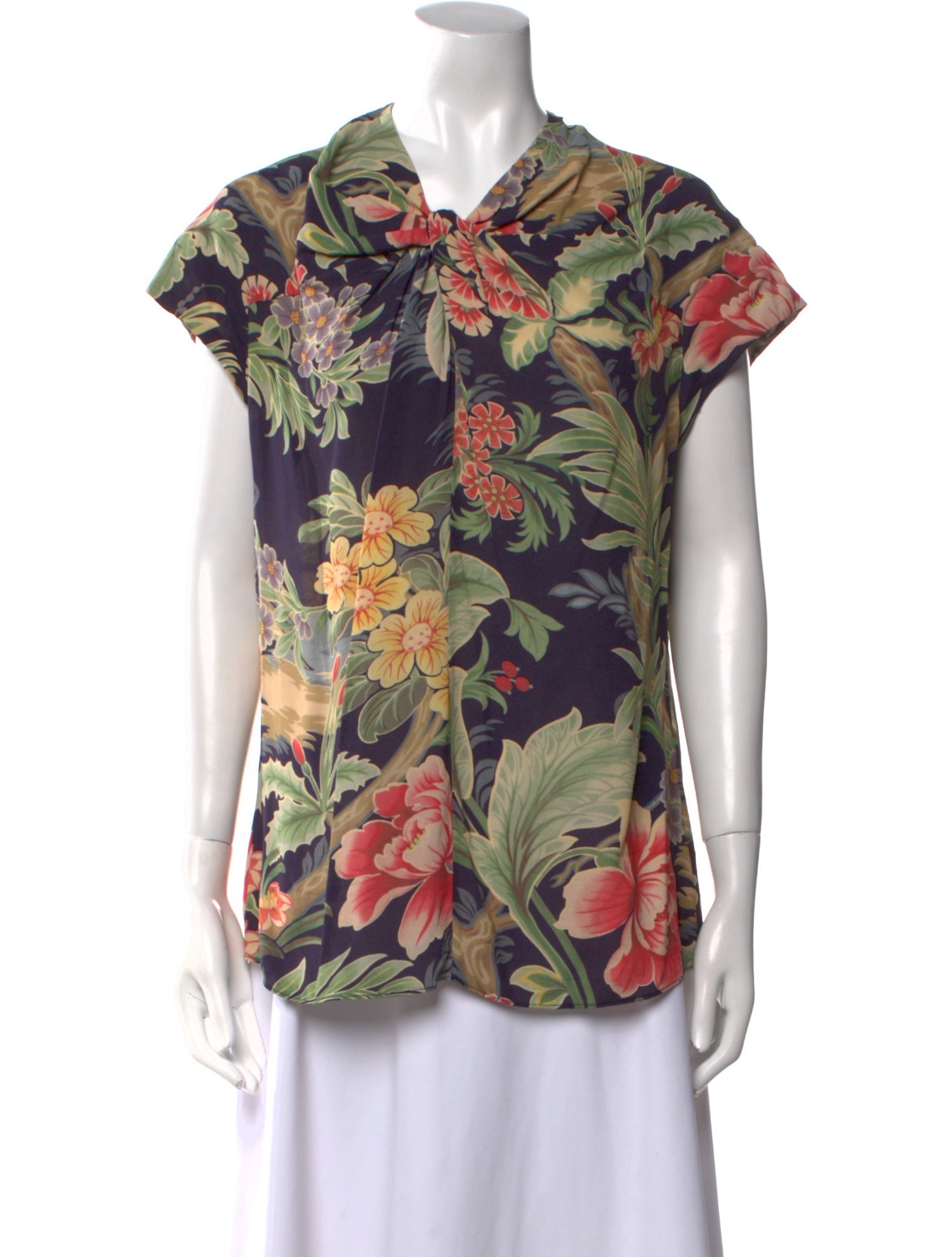 Etro Floral Print Cowl Neck Blouse