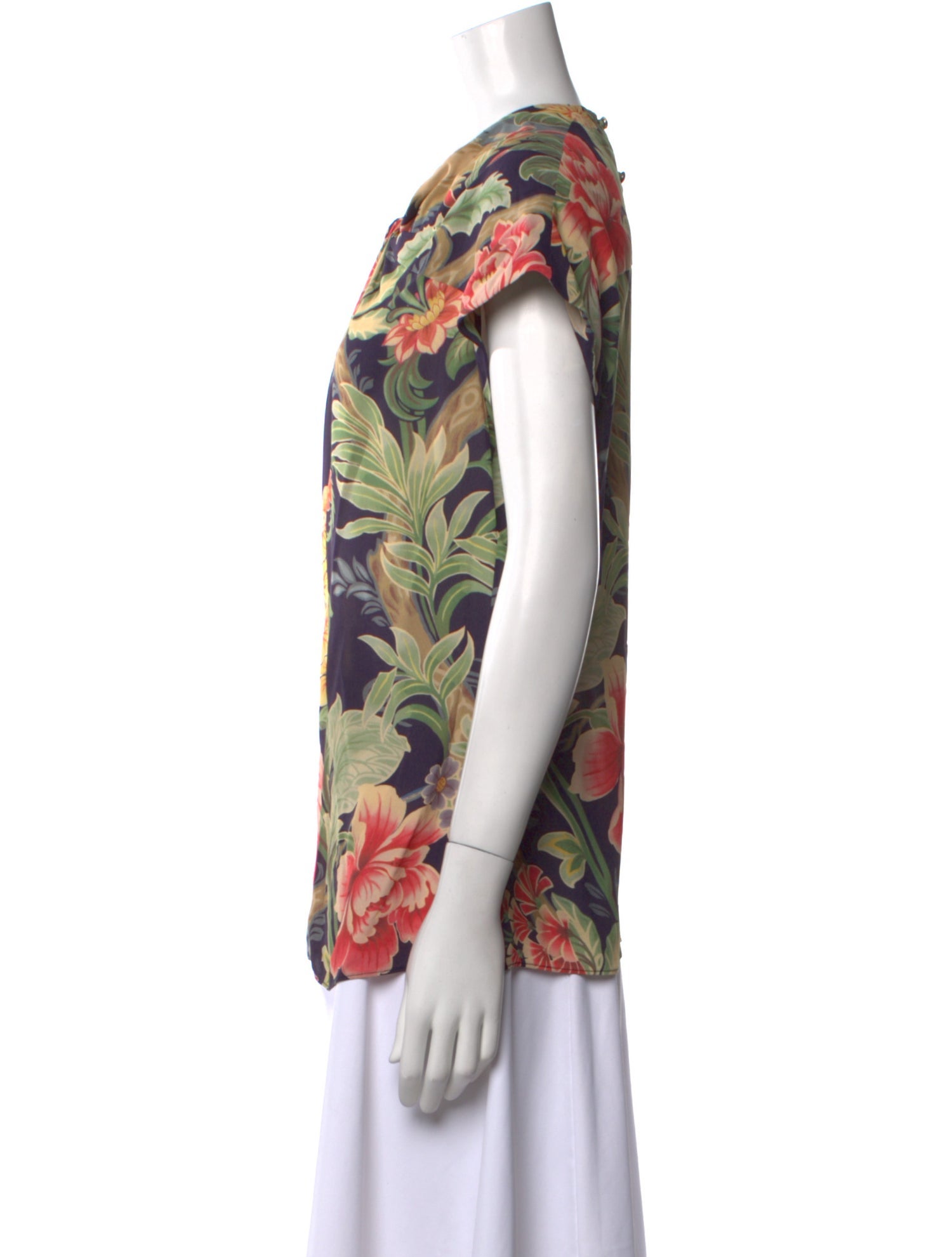 Etro Floral Print Cowl Neck Blouse