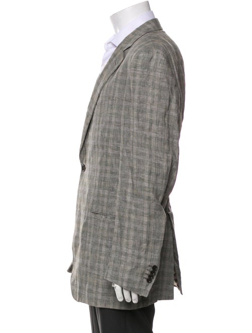 Etro Linen Plaid Print Blazer