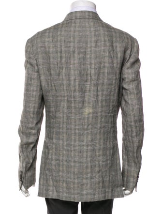 Etro Linen Plaid Print Blazer
