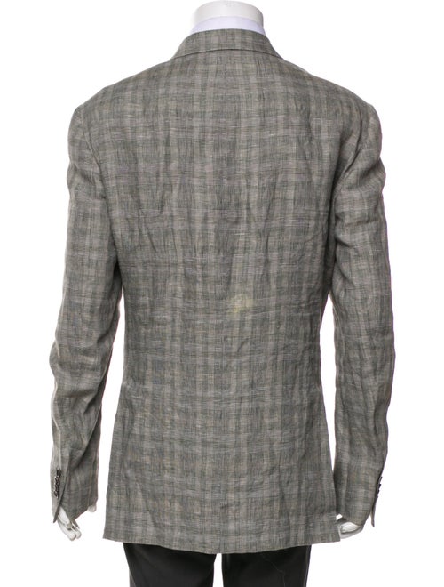 Etro Linen Plaid Print Blazer