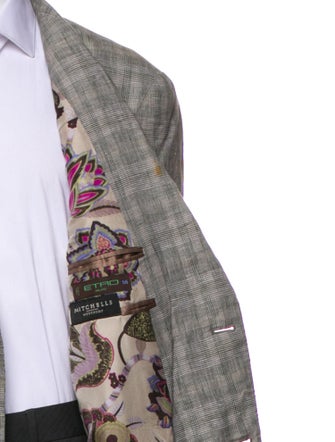 Etro Linen Plaid Print Blazer