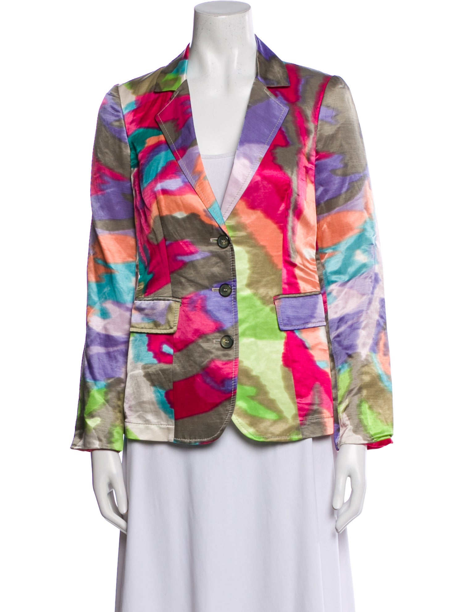 Etro Linen Colorblock Pattern Blazer