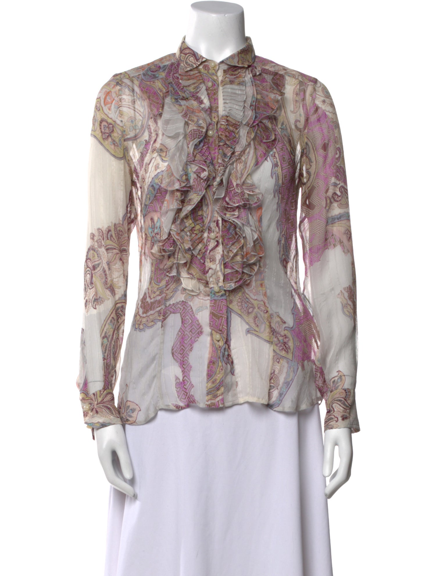 Etro Silk Printed Button-Up Top