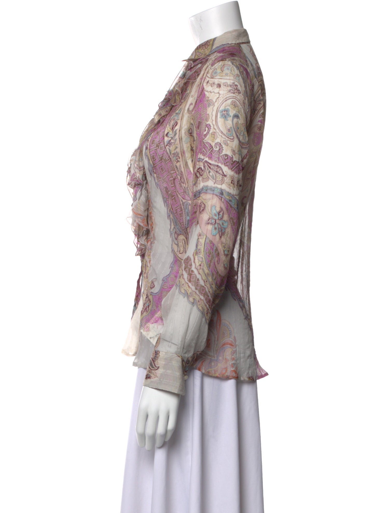 Etro Silk Printed Button-Up Top
