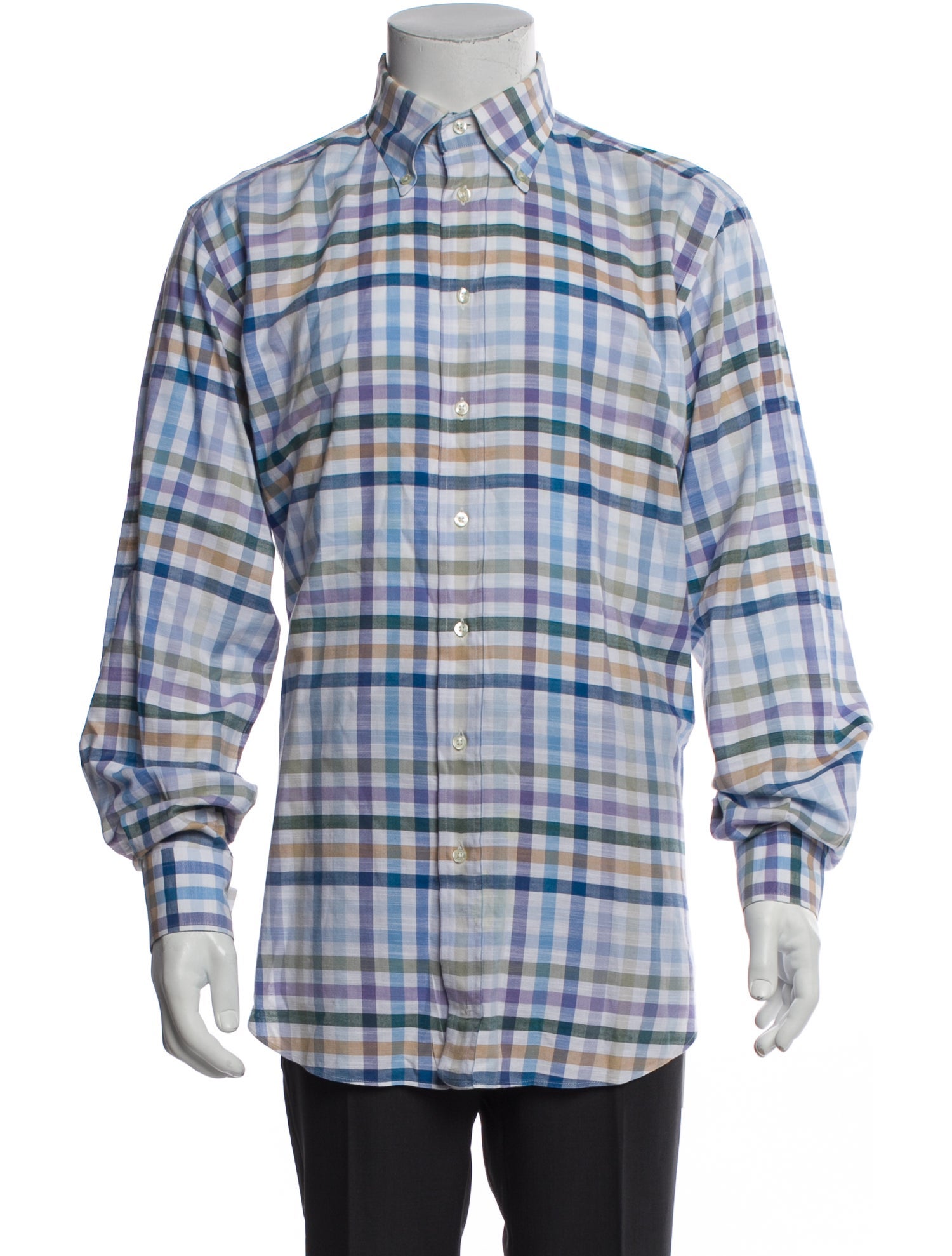 Etro Plaid Print Long Sleeve Dress Shirt