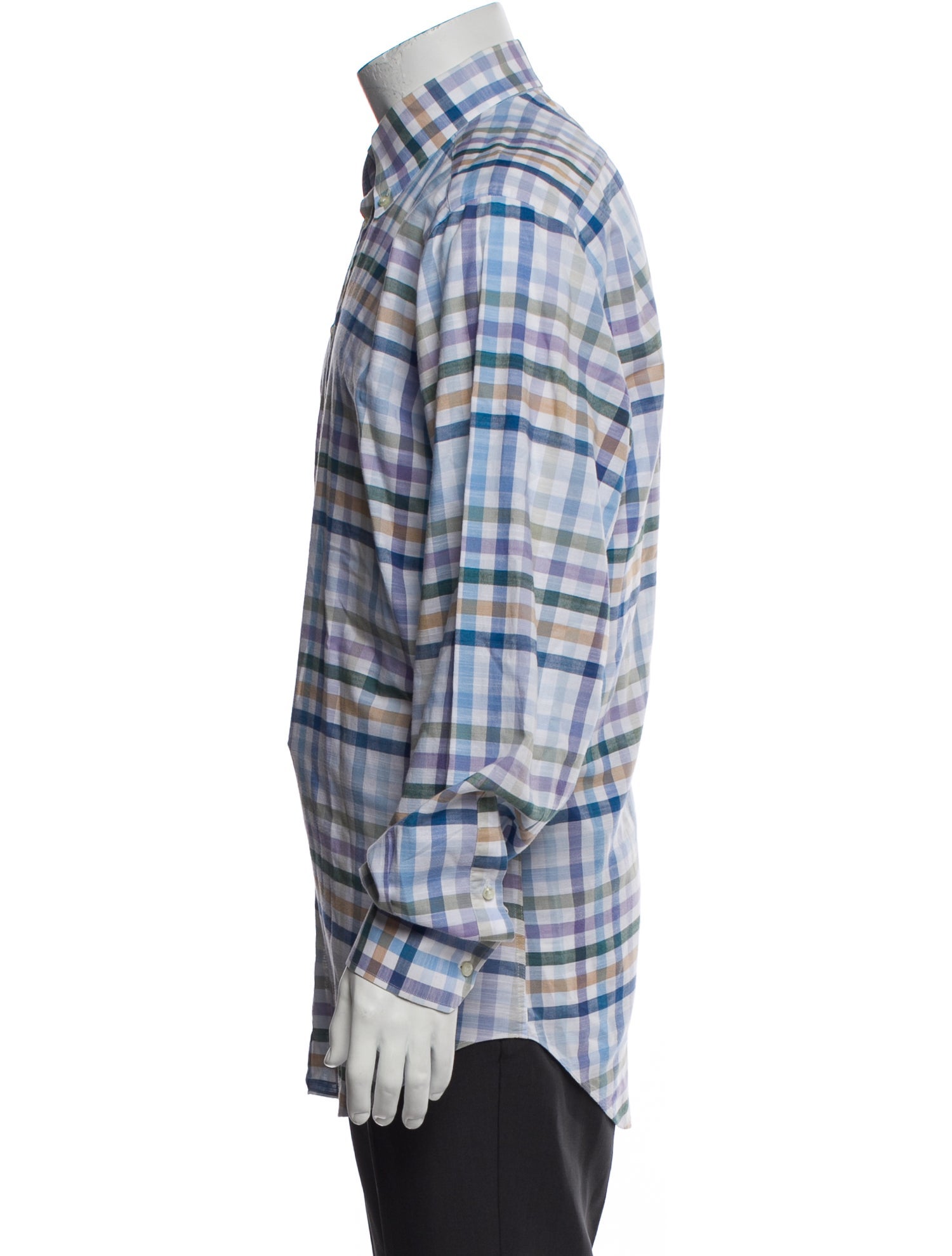Etro Plaid Print Long Sleeve Dress Shirt