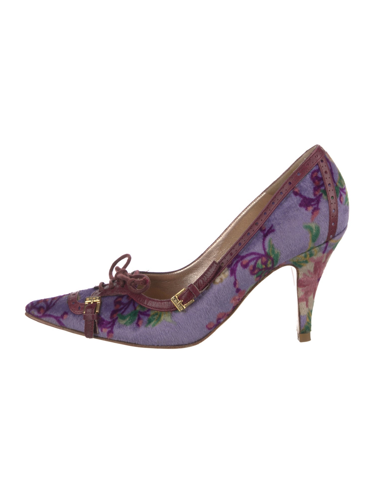 Etro Velvet Floral Print Pumps