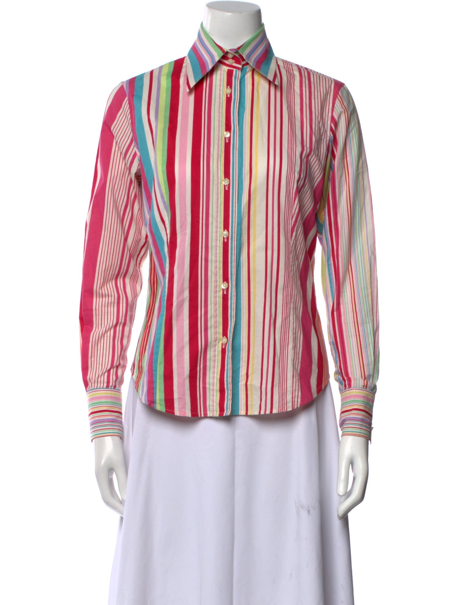Etro Striped Long Sleeve Button-Up Top
