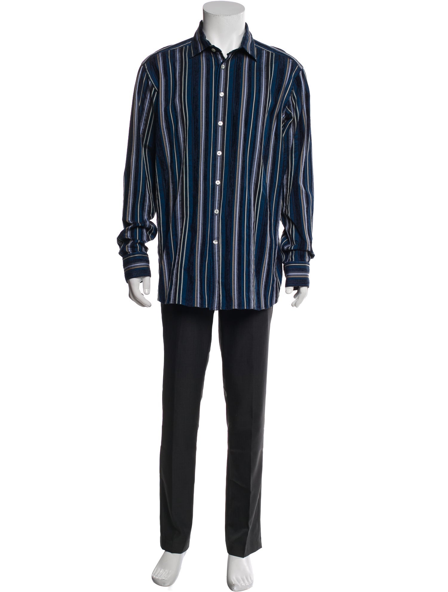 Etro Striped Long Sleeve Dress Shirt