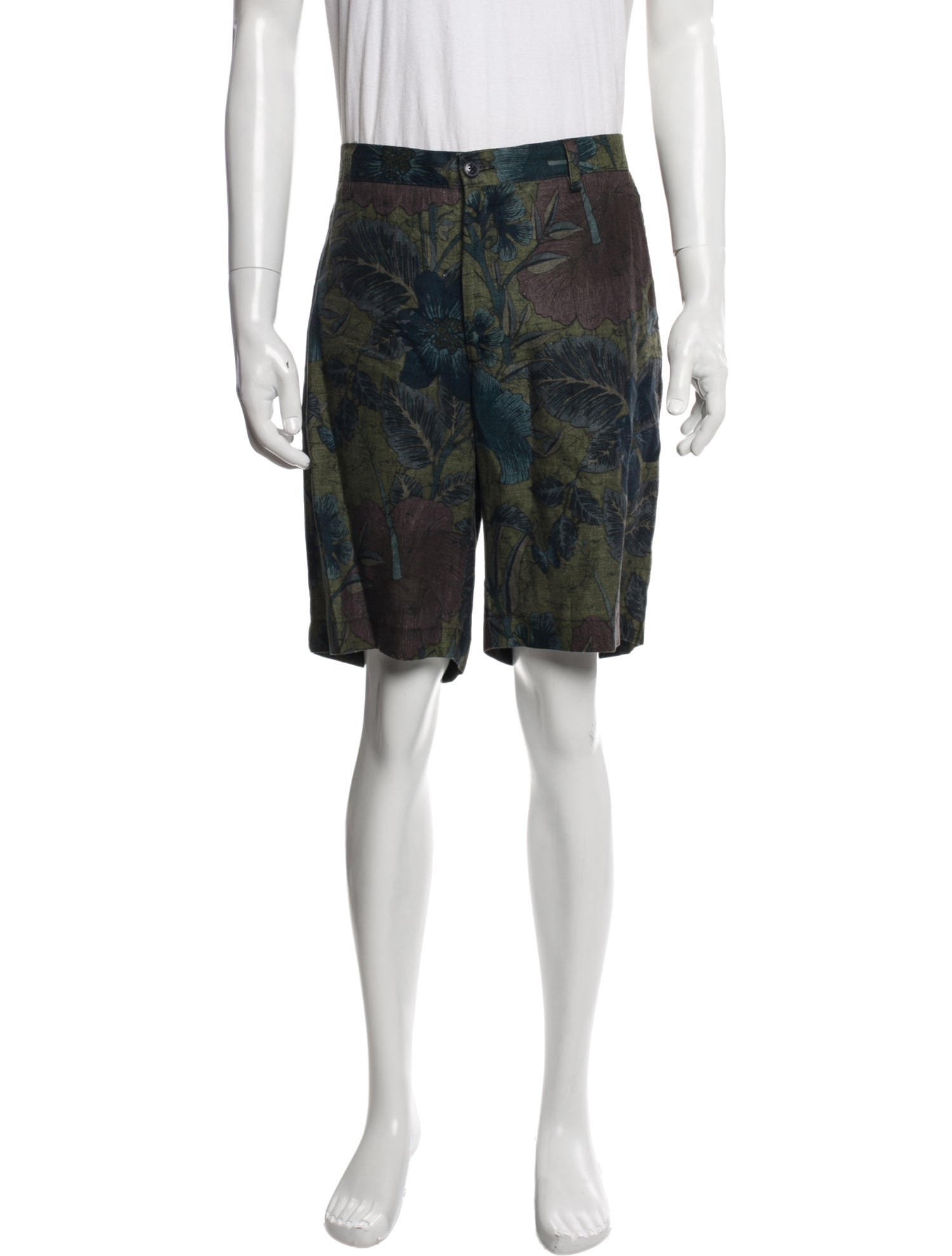 Etro Linen Flat Front Shorts