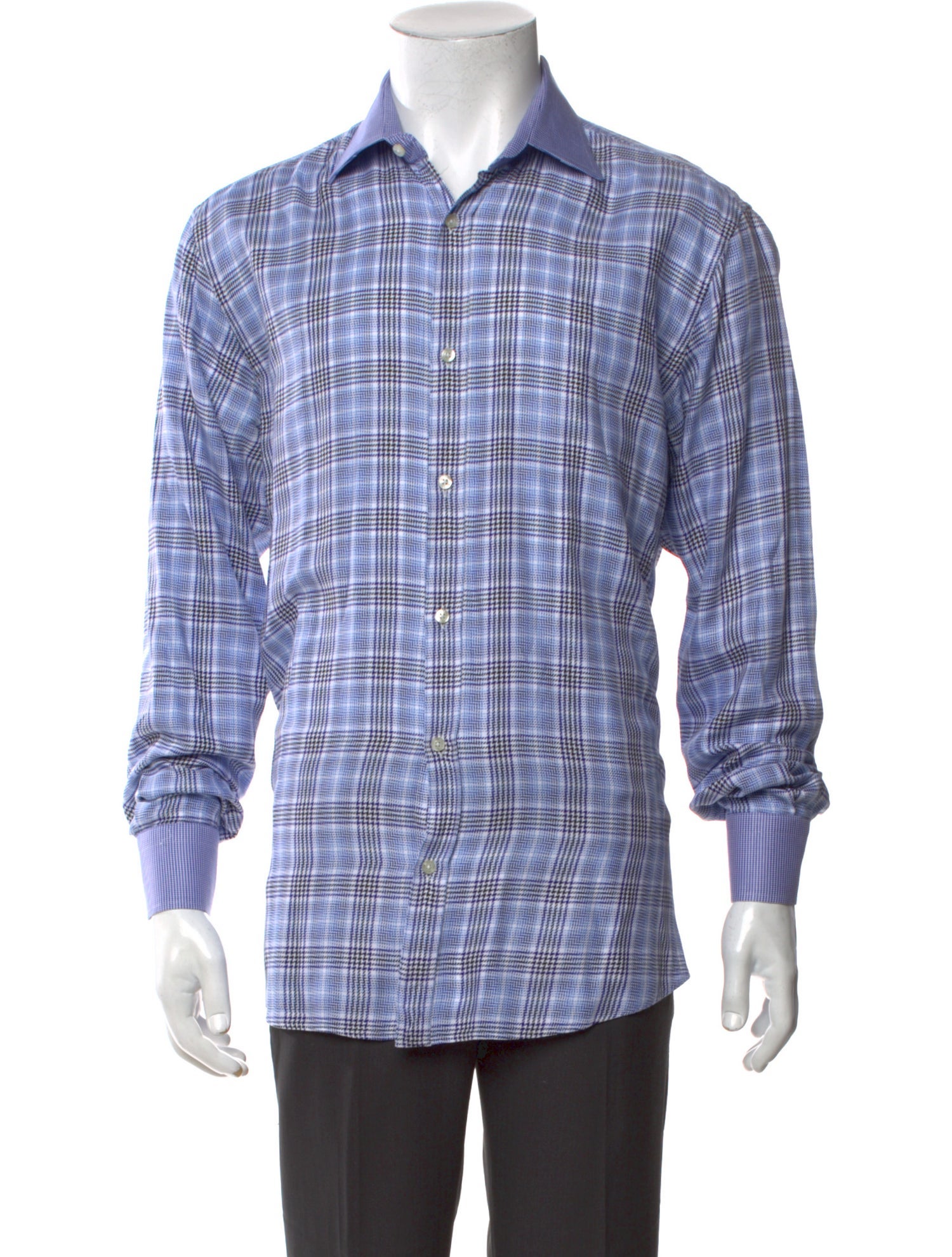 Etro Plaid Print Long Sleeve Dress Shirt