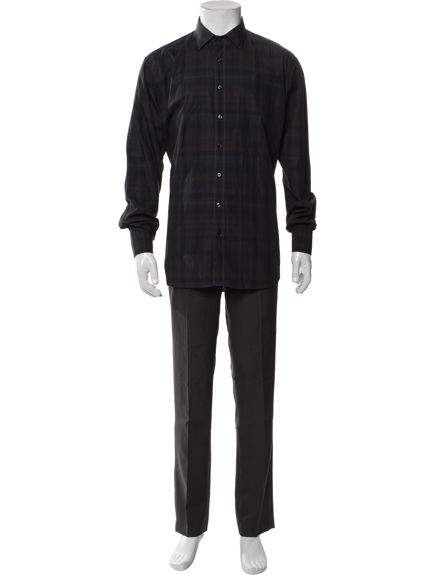Etro Plaid Print Long Sleeve Shirt