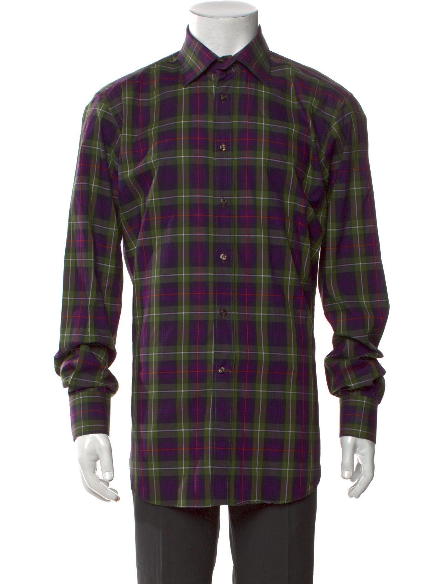 Etro Plaid Print Long Sleeve Shirt