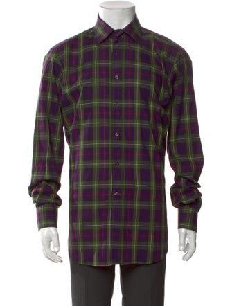 Etro Plaid Print Long Sleeve Shirt