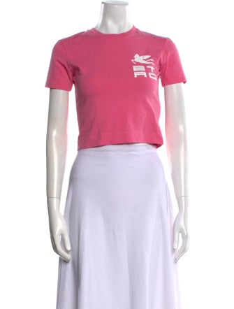 Etro Graphic Print Crew Neck Crop Top